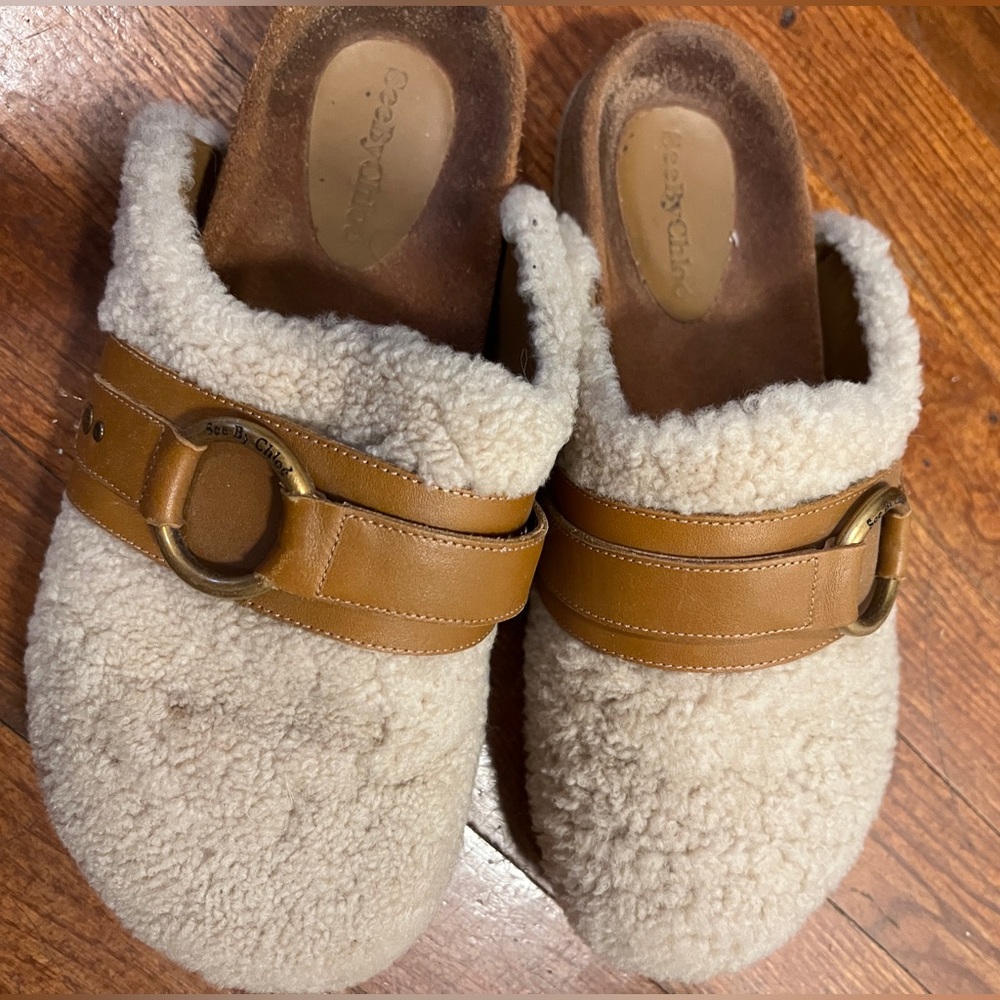 See By Chloe Gemma Shearling Mules